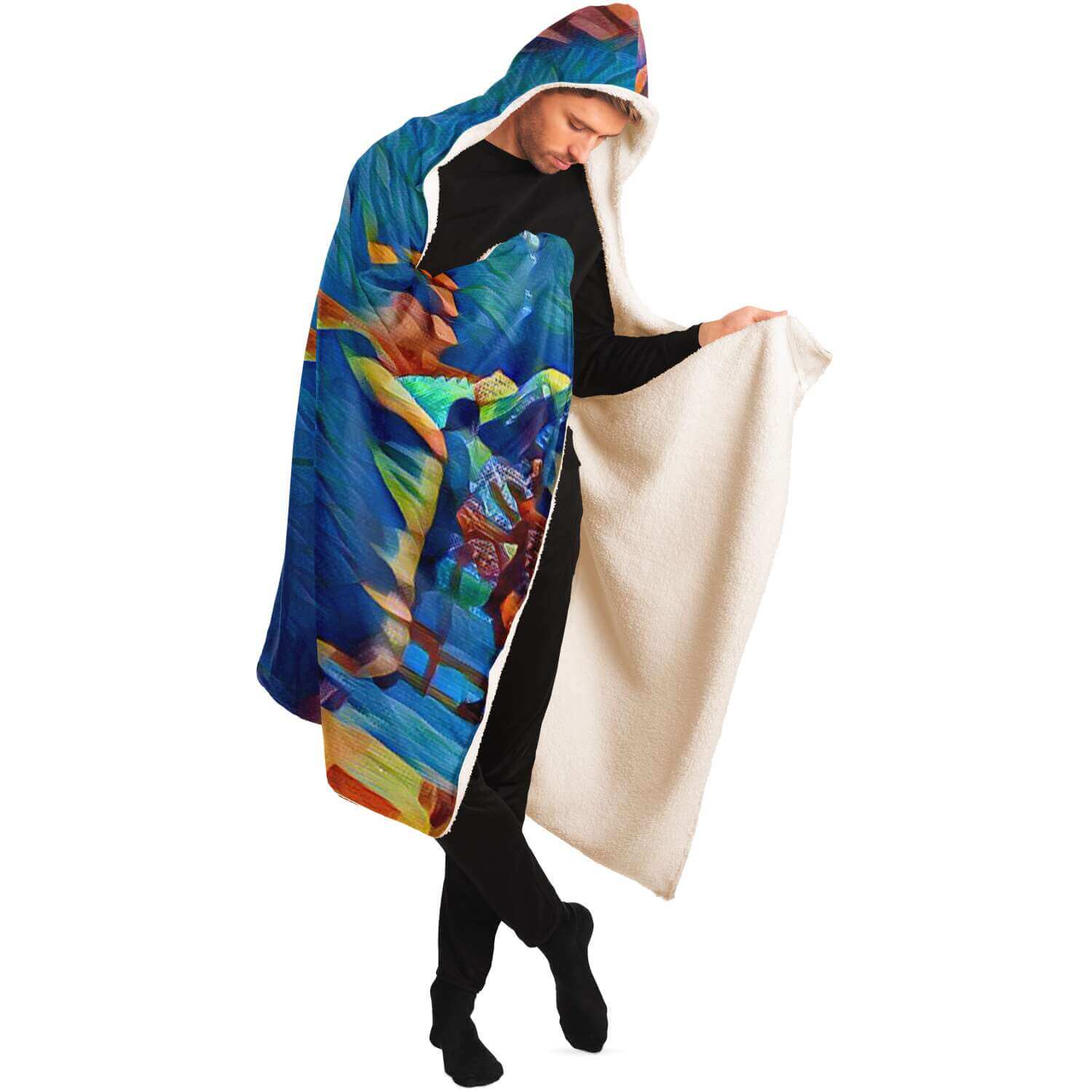 Masked Girl Hooded Blanket-Hooded Blanket - AOP