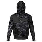 Black & White Vancouver Map Zip Hoodie-Fashion Zip-Up Hoodie - AOP