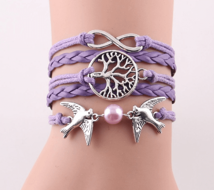 Braided Leather Charm Bracelet-Jewelry