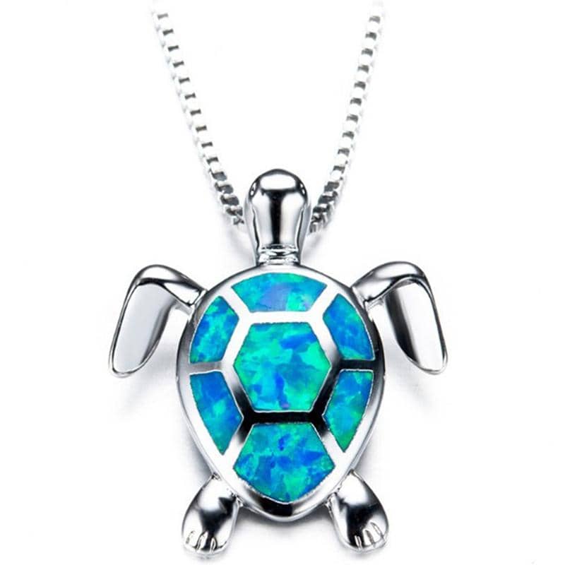 Opal Sea Turtle Pendant Necklace-Jewelry