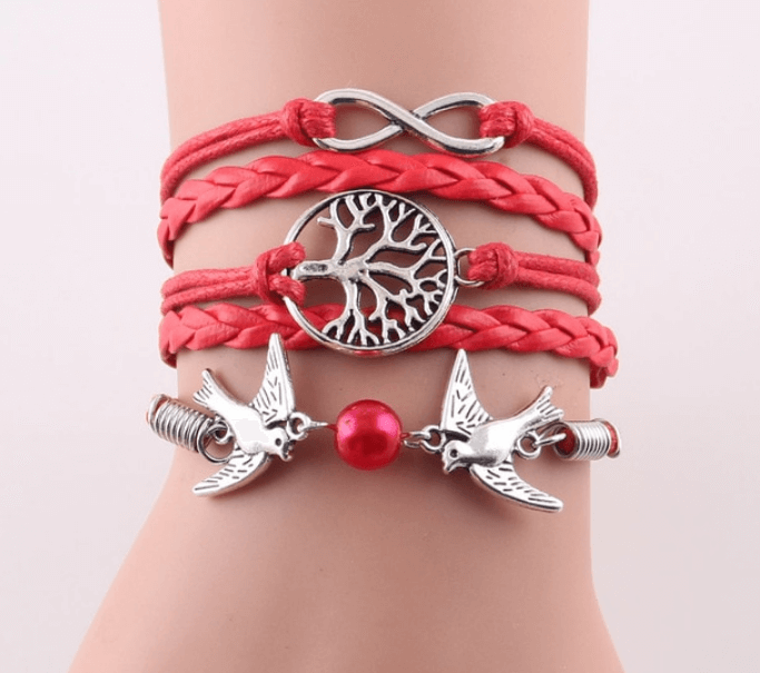 Braided Leather Charm Bracelet-Jewelry