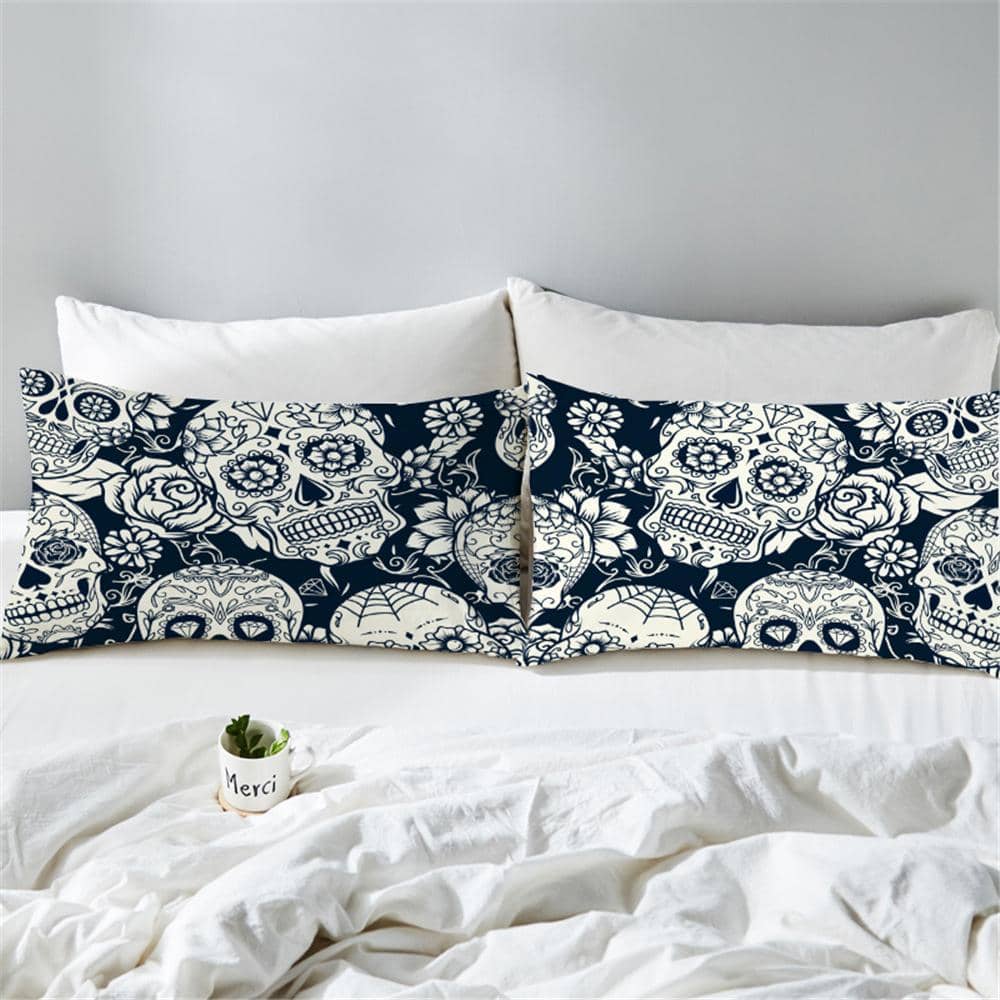 Black & White Sugar Skull Pillow Case