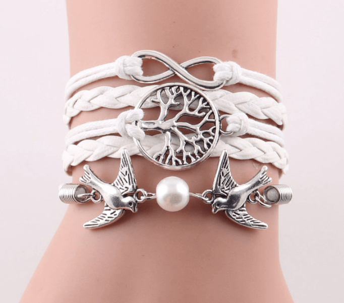 Braided Leather Charm Bracelet-Jewelry