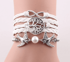 Braided Leather Charm Bracelet-Jewelry