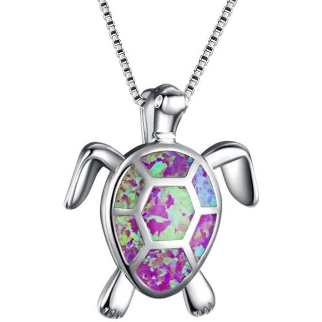Opal Sea Turtle Pendant Necklace-Jewelry