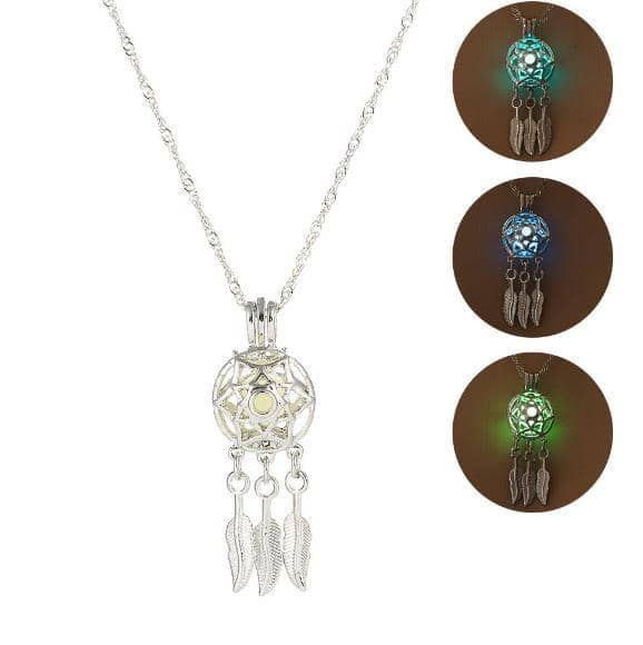 Dream Catcher Glow in the Dark Luminous Pendant Necklace-Jewelry