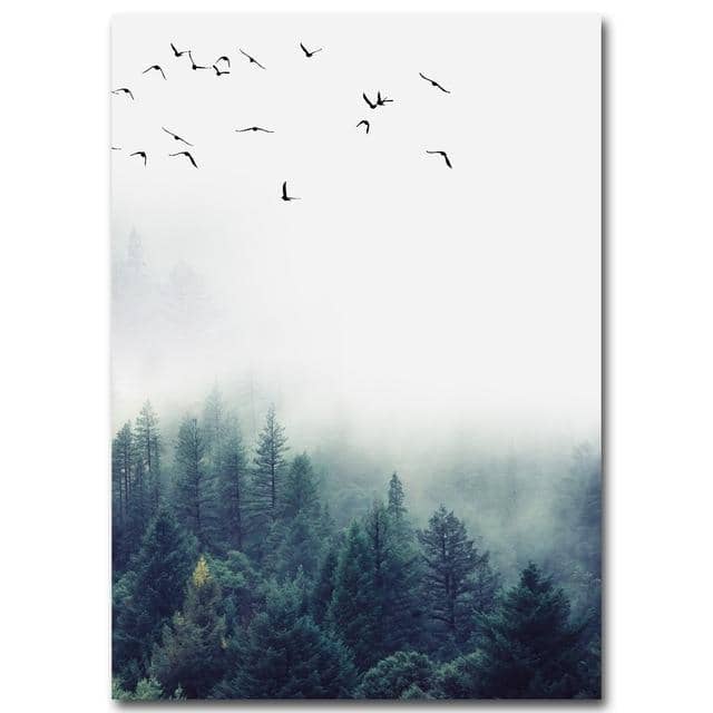 Nordic Forest Landscape Canvas Painting-Painting Canvas