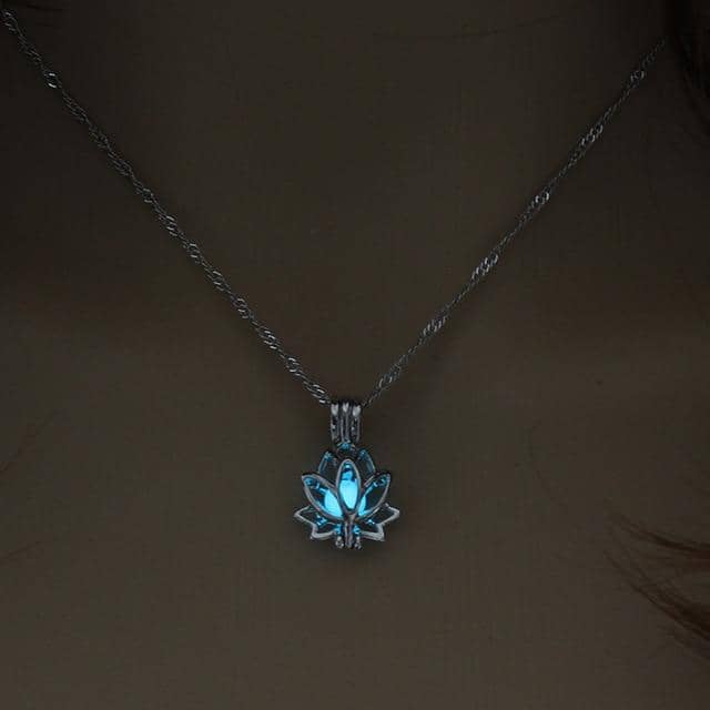 Glow in the Dark Luminous Lotus Pendant Necklace-Jewelry