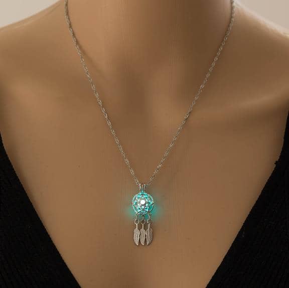 Dream Catcher Glow in the Dark Luminous Pendant Necklace-Jewelry