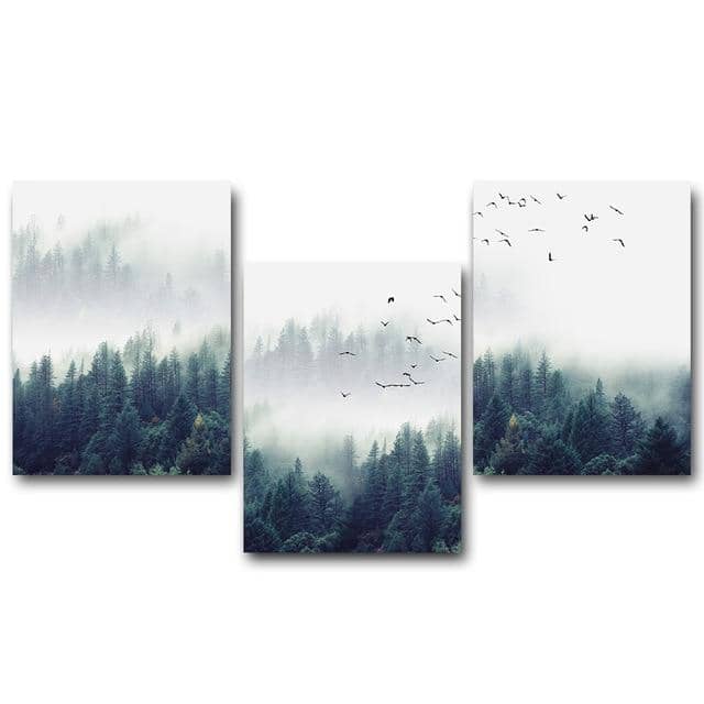 Nordic Forest Landscape Canvas Painting-Painting Canvas