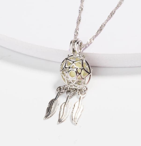 Dream Catcher Glow in the Dark Luminous Pendant Necklace-Jewelry