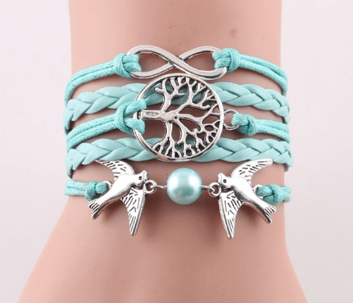 Braided Leather Charm Bracelet-Jewelry