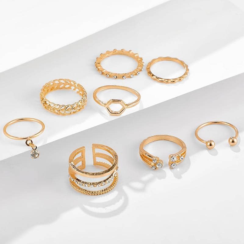 8pcs/sets Bohemian Geometric Rings Set-Jewelry