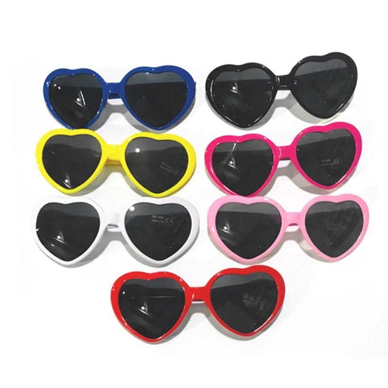 Smoked Lensed Heart Diffraction Glasses-Head Gear