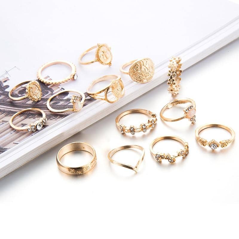Tocona 15 Pcs Rings Sets-Jewelry
