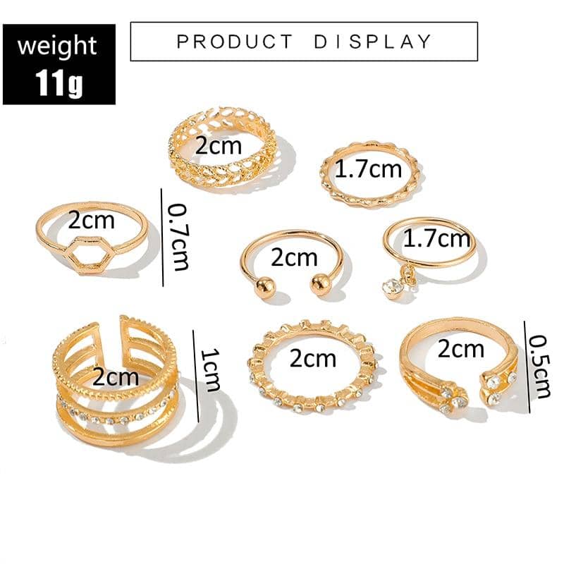 8pcs/sets Bohemian Geometric Rings Set-Jewelry
