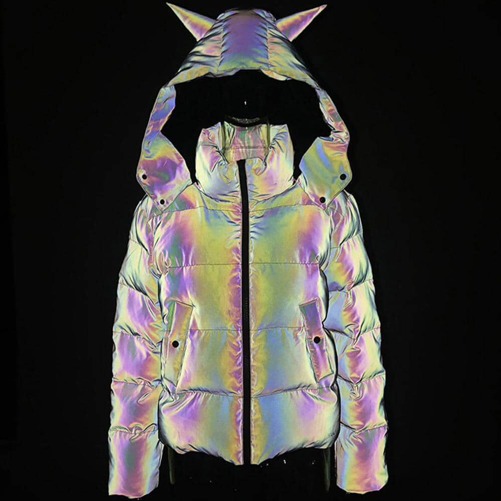 Rainbow Reflective Devil Ear Jacket-Jackets