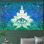 Meditating Blue Mandala Eye Tapestry-Decorative Tapestries