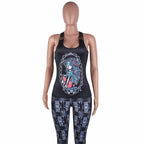 Women's Black Santa Muerte Tank Top-Shirt