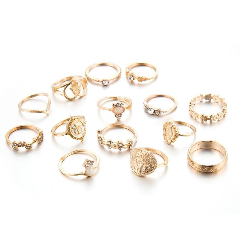 Tocona 15 Pcs Rings Sets-Jewelry