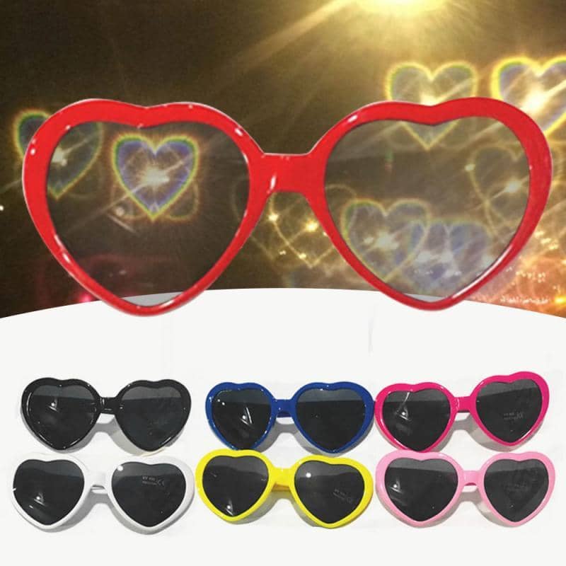 Smoked Lensed Heart Diffraction Glasses-Head Gear