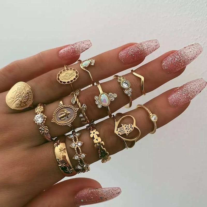 Tocona 15 Pcs Rings Sets-Jewelry