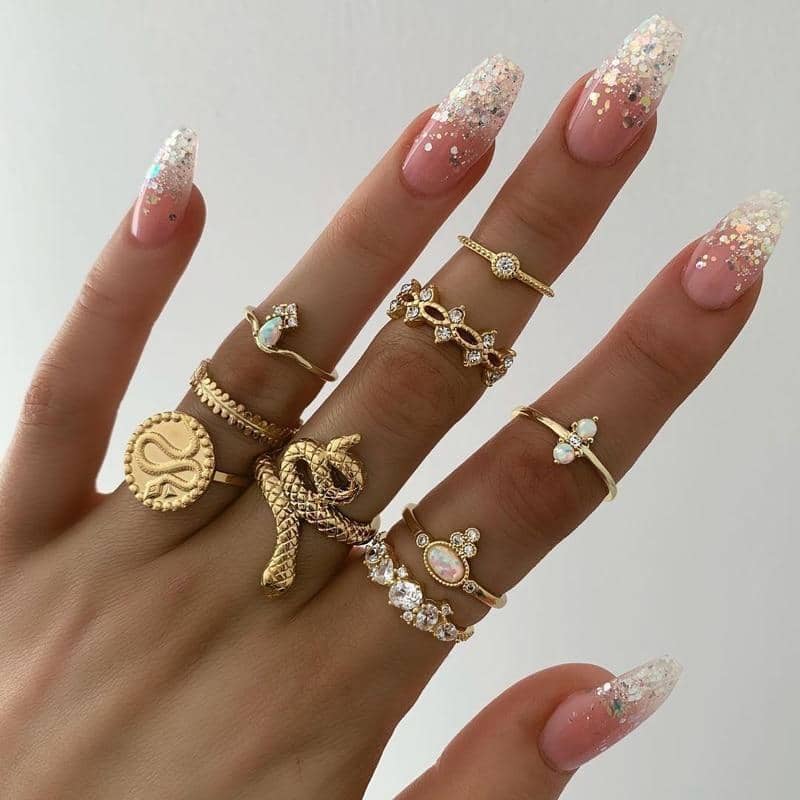 Tocona 15 Pcs Rings Sets-Jewelry
