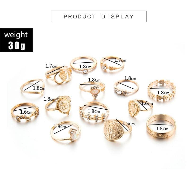 Tocona 15 Pcs Rings Sets-Jewelry