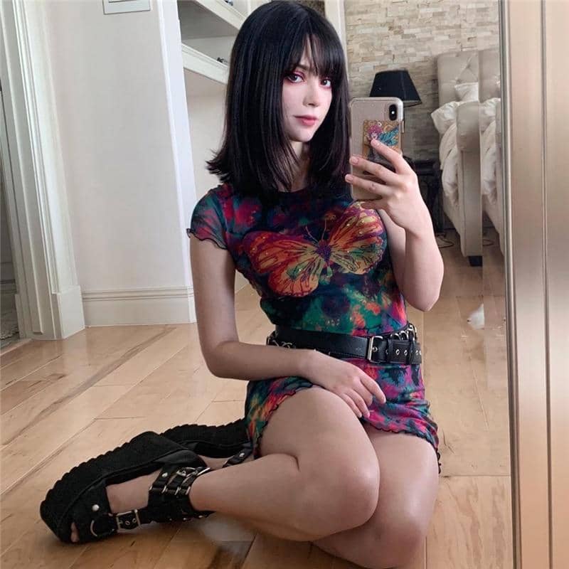 Tie Dye Butterfly Print-Festival Wear