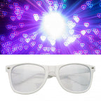 Clear Lensed Heart Diffraction Glasses