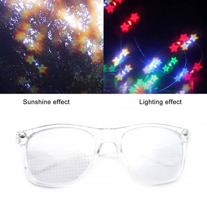 Clear Lensed Heart Diffraction Glasses
