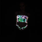 Reflective Rainbow Psychedelic Mushroom Crop Top-Festival Wear