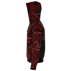 Red & White Vancouver Map Zip Hoodie-Fashion Zip-Up Hoodie - AOP