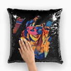 Masked Girl Sequin Cushion Cover-Homeware