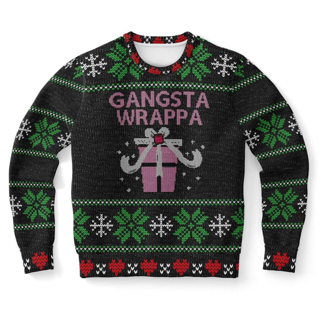 Black & Pink Gangsta Wrappa Ugly Christmas Sweater-Ugly Christmas Sweater