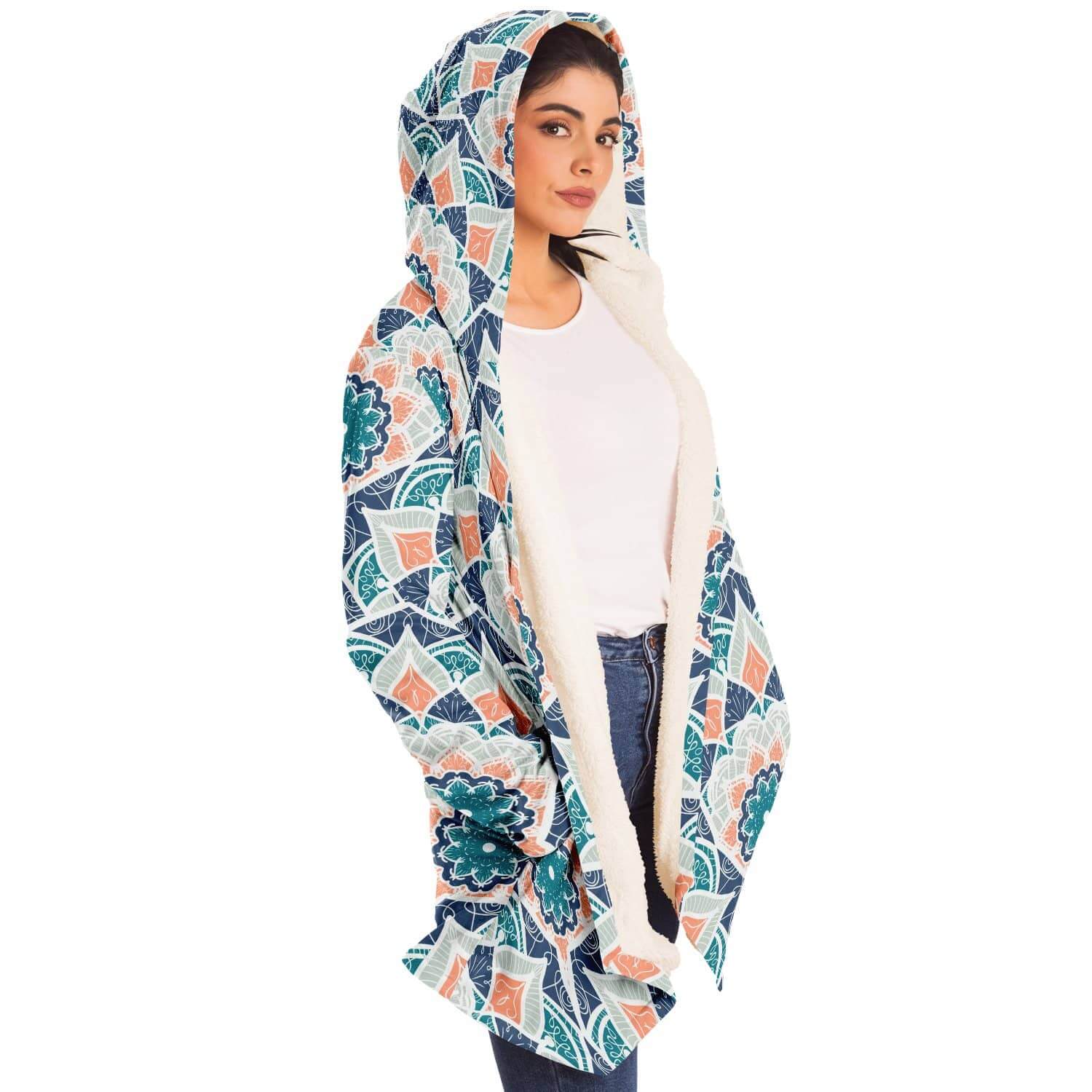 Orange Blue East Serenity Cloak-Microfleece Cloak - AOP