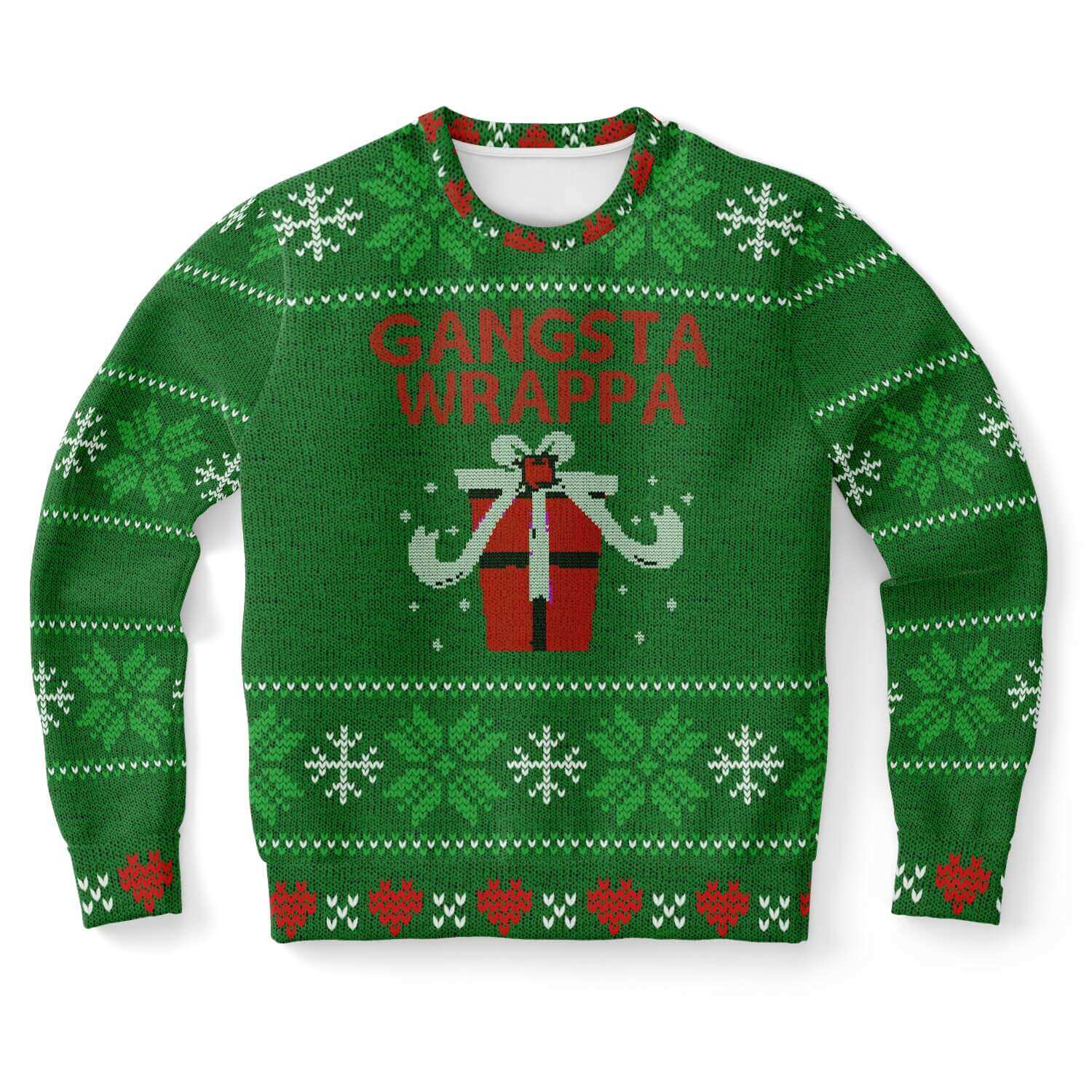 Green Gangsta Wrappa Ugly Christmas Sweater-Ugly Christmas Sweater