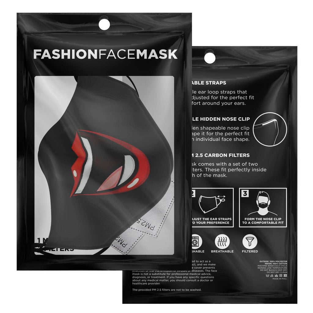 Huge Smile Fase Mask - Black-Fashion Face Mask - AOP