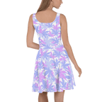 Pink & Purple Leaf Skater Dress-