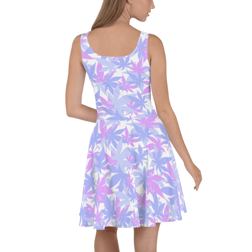 Pink & Purple Leaf Skater Dress-