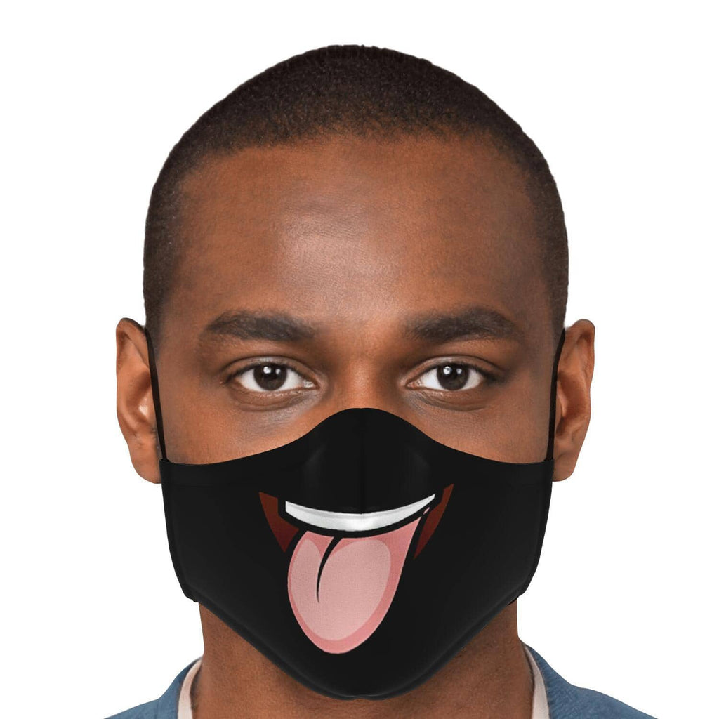 Tongue Out Smiling Face Mask - Black-Fashion Face Mask - AOP