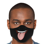 Tongue Out Smiling Face Mask - Black-Fashion Face Mask - AOP