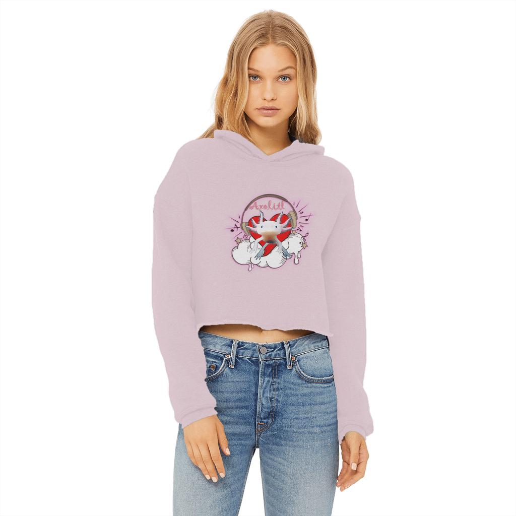 Axolitl Ladies Cropped Raw Edge Hoodie-Hoodies