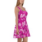Psychedelics Pink Mushroom Skater Dress