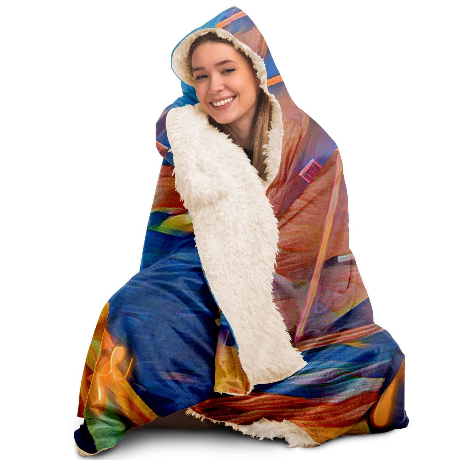 Masked Girl Hooded Blanket-Hooded Blanket - AOP