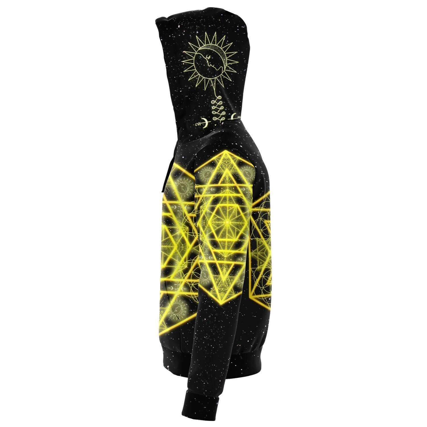 Yellow Star Zip Hoodie-Hoodies