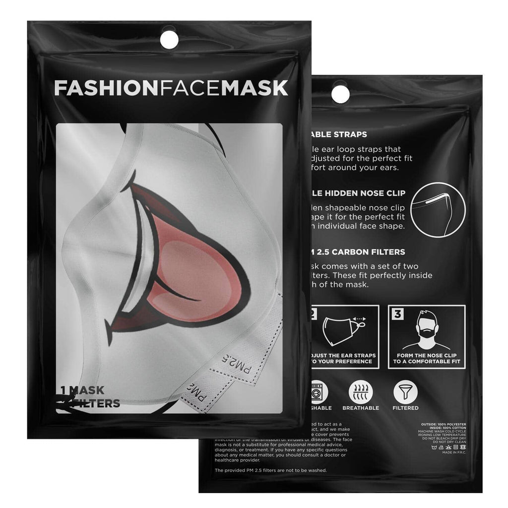 Tongue Out Smiling Face Mask-Fashion Face Mask - AOP
