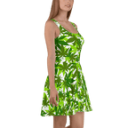 Green MJ Leaf Skater Dress-