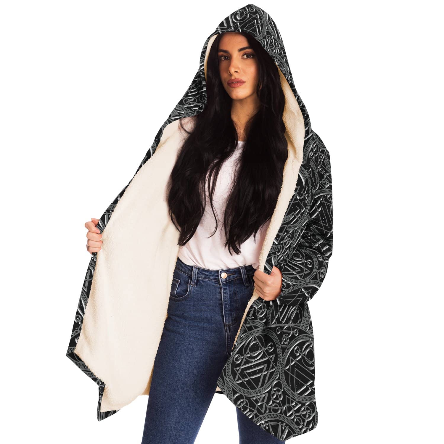 Metallic Mandala Sky Cloak-Microfleece Cloak - AOP
