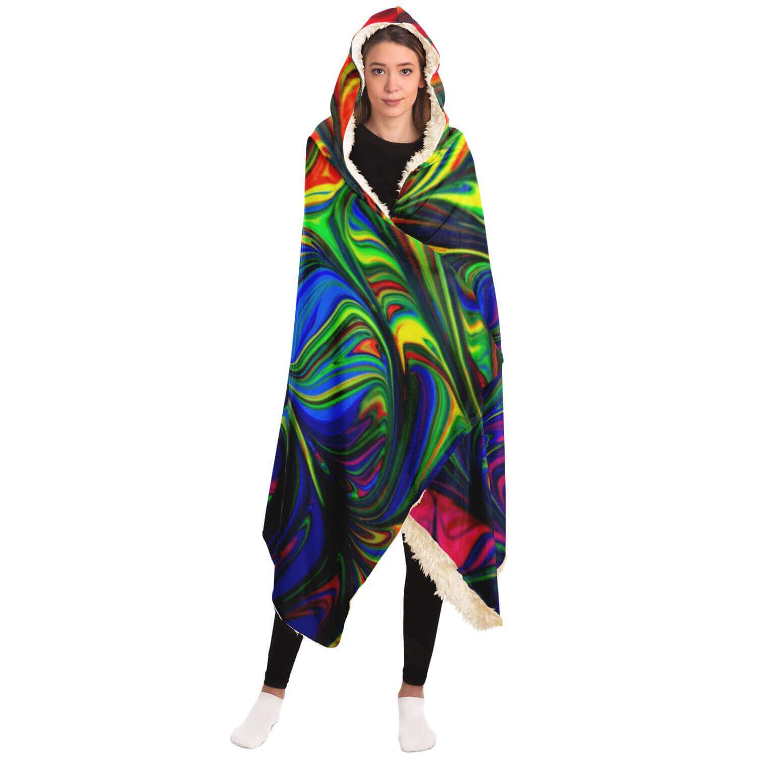 Abstract Colors Hooded Blanket-Hooded Blanket - AOP